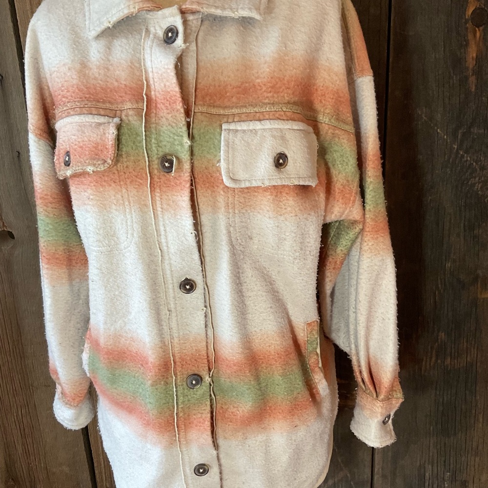 Free People Oversized XS Ombré Serape Flannel Jacket